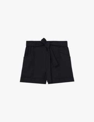 Avril Belted-Waist Regular-Fit Woven Shorts by REISS