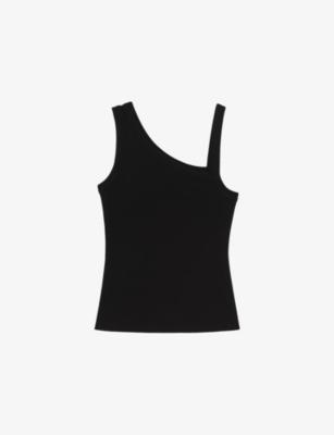 Aysha Asymmetric-Neck Stretch-Cotton Vest by REISS