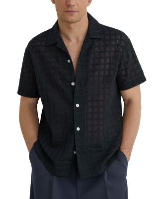 Belardo Cotton Blend Crochet Tile Pattern Shirt by REISS