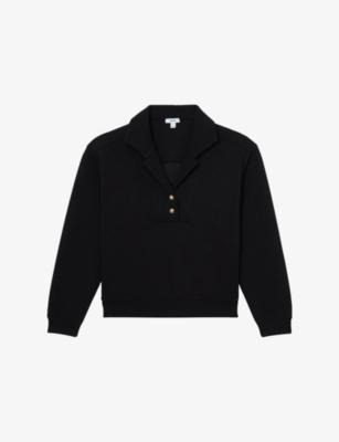 Bella Button-Neck Stretch-Jersey Sweatshirt by REISS