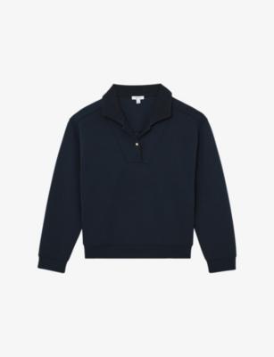 Bella Button-Neck Stretch-Jersey Sweatshirt by REISS
