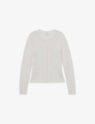Bella Pointelle-Detail Knitted Top by REISS