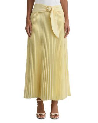 Belted Pleated Midi Skirt by REISS