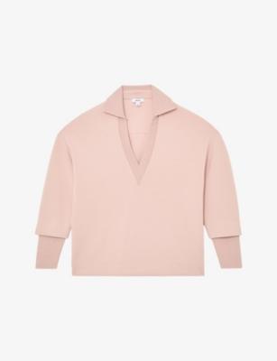 Bernie open-collar relaxed-fit stretch-woven jumper by REISS