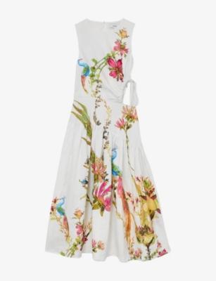 Bianca Cut-Out Linen Midi Dress by REISS