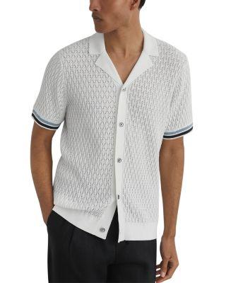 Bilsby Cotton Blend Geometric Knit Tipped Shirt by REISS