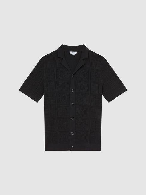 Black Amersham Textured Button Through Shirt by REISS