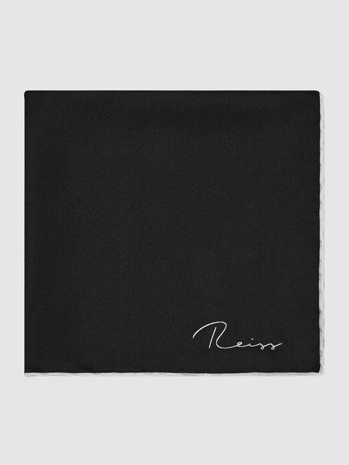 Black Ceremony Plain Silk Pocket Square by REISS