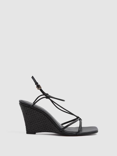Black Daisey Strappy Wedge Heels by REISS