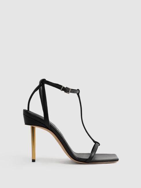 Black Sophia Atelier Italian Leather Strappy Heels by REISS