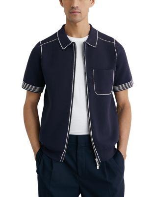 Blake Regular Fit Contrast Pipe Navy Shirt by REISS