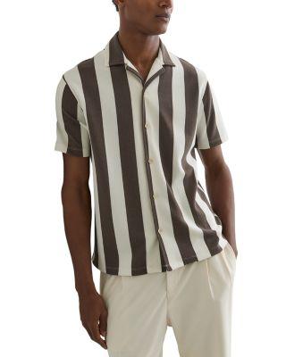 Block Stripe Cuban Collar Shirt by REISS