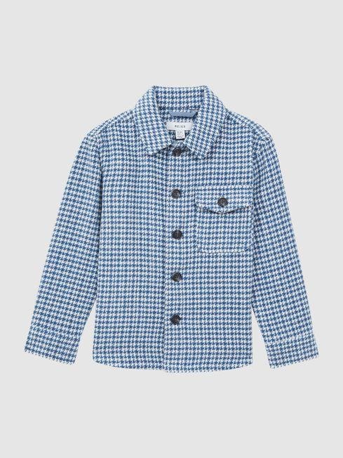 Blue/White Zack Junior Brushed Houndstooth Overshirt by REISS