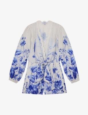 Bonnie Scarf-Print Woven Playsuit by REISS