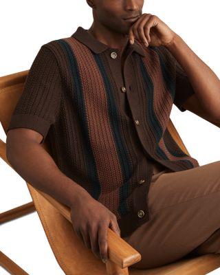 Bradley Short Sleeve Button Front Knit Sweater by REISS