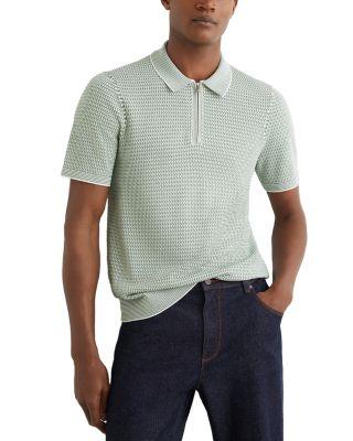 Brink Regular Fit Half Zip Textured Polo Shirt by REISS