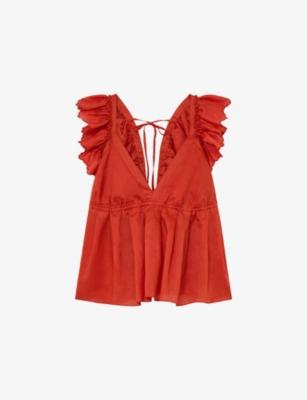 Brook V-Neck Ramie-Blend Top by REISS