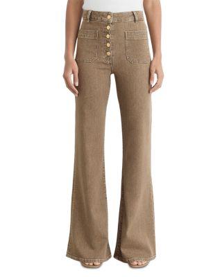 Cali High Rise Flare Leg Jeans in Light Brown by REISS