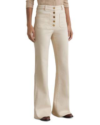 Cali Mid Rise Flare Leg Jeans in Ecru by REISS