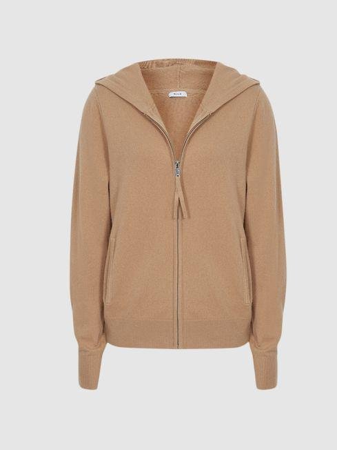 Camel Courtney Wool Cashmere Blend Hoodie by REISS