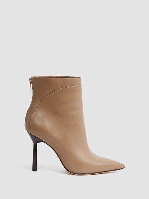 Camel Lyra Signature Leather Ankle Boots by REISS