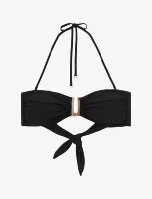 Carina Removable-Strap Stretch-Woven Bikini Top by REISS