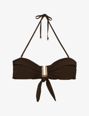 Carina Removable-Strap Stretch-Woven Bikini Top by REISS