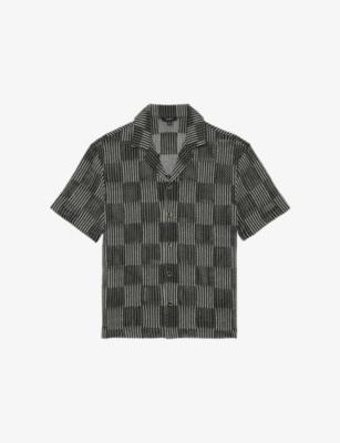 Carlos Checkerboard Cuban-Collar Crochet Shirt by REISS