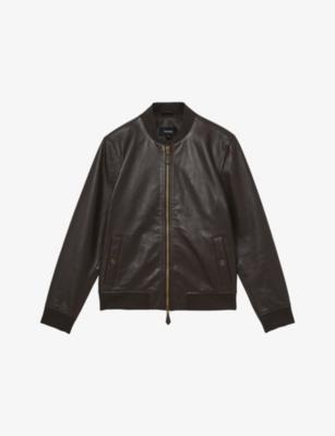 Cast Long-Sleeve Leather Bomber Jacket by REISS