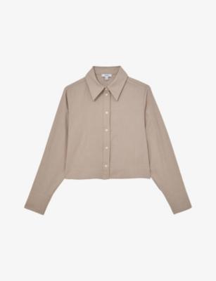 Caylan Cropped Cotton and Wool-Blend Shirt by REISS