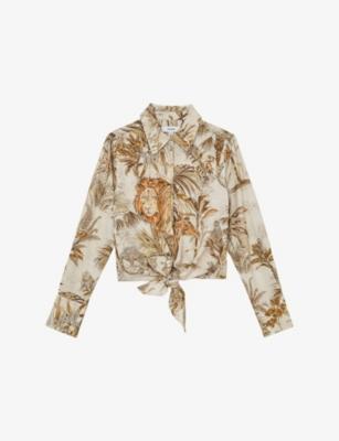 Cece Safari-Print Cotton Shirt by REISS