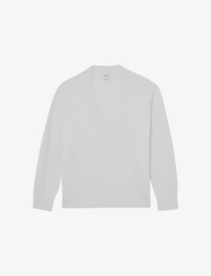 Cherish V-Neck Cotton and Wool-Blend Jumper by REISS