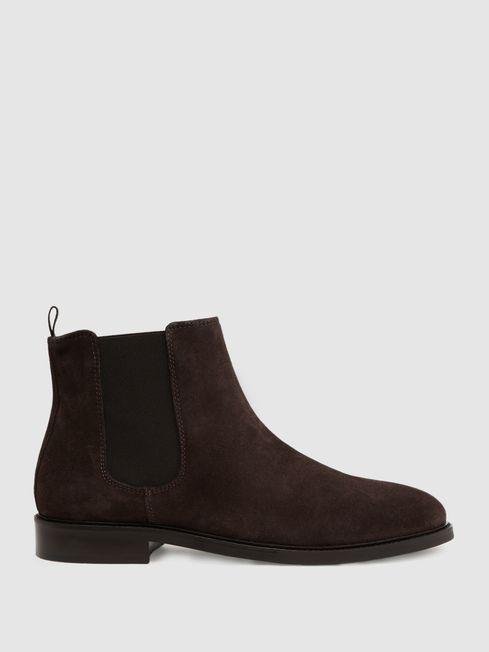 Chocolate Tenor Leather Chelsea Boots by REISS