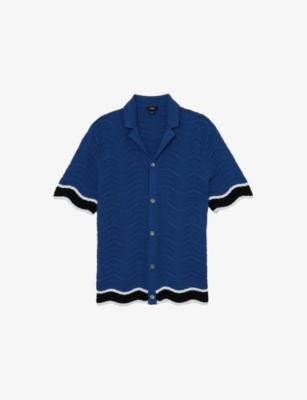 Ciro Wave-Trim Cotton-Knit Shirt by REISS