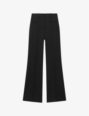 Claude pinched-seam flared-leg high-rise stretch-woven trousers by REISS