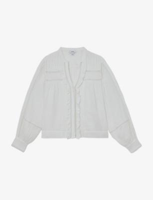 Clemmie Openwork Long-Sleeve Cotton Top by REISS
