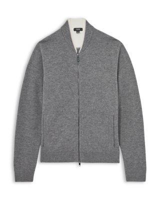 Clifford Long Sleeve Zip Through Tipped Collar Merino Bomber Jacket by REISS