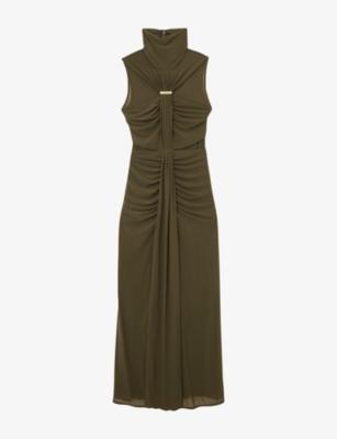 Colette Ruched Sleeveless Stretch-Woven Maxi Dress by REISS