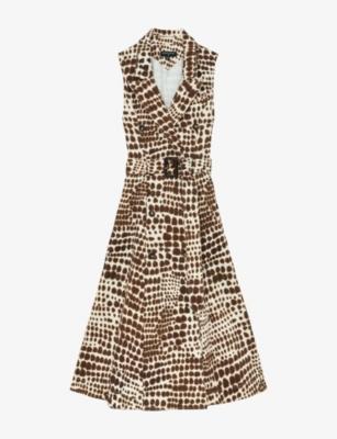 Concordia Animal-Print Stretch-Cotton Midi Dress by REISS