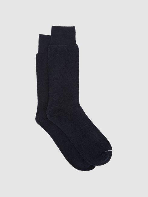 Cotton Blend Terry Towelling Socks in Navy by REISS