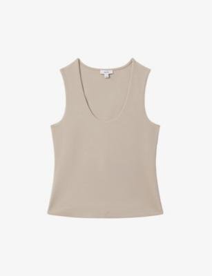 Courtney scoop-neck stretch cotton-blend vest top by REISS