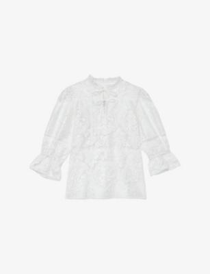 Demi Sheer-Lace Woven Shirt by REISS
