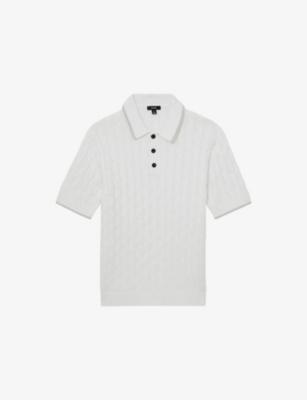 Denby Cable-Knit Cotton Polo Shirt by REISS