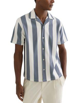 Dexter Block Stripe Cuban Collar Shirt by REISS
