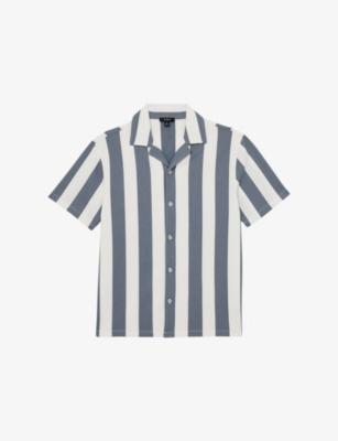 Dexter Cuban-Collar Block-Stripe Stretch-Woven Shirt by REISS