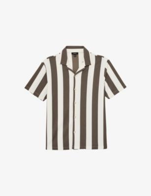 Dexter Cuban-Collar Block-Stripe Stretch-Woven Shirt by REISS