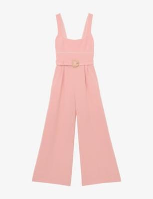 Dia Square-Neck Belted-Waist Woven Jumpsuit by REISS