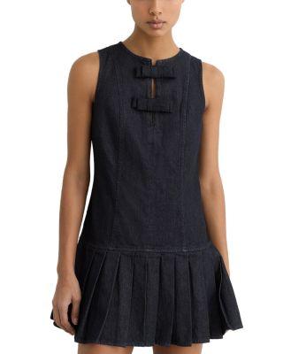Drop Waist Pleated Skirt Mini Dress by REISS