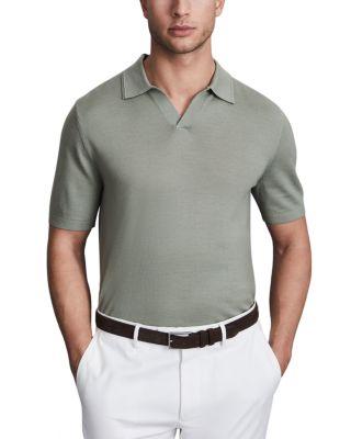 Duchie Short Sleeve Open Collar Merino Polo Shirt by REISS