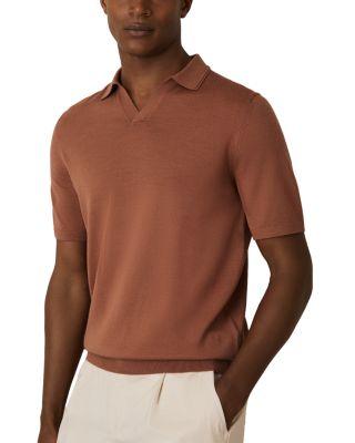 Duchie Short Sleeve Open Collar Merino Polo Shirt by REISS